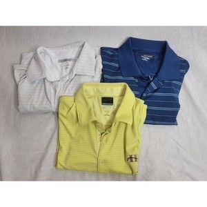 Greg Norman Men's Golf Polo Shirt Size L Striped PlayDry Lot of 3